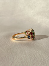 Load image into Gallery viewer, Vintage Emerald Sapphire Ruby Bombe Ring

