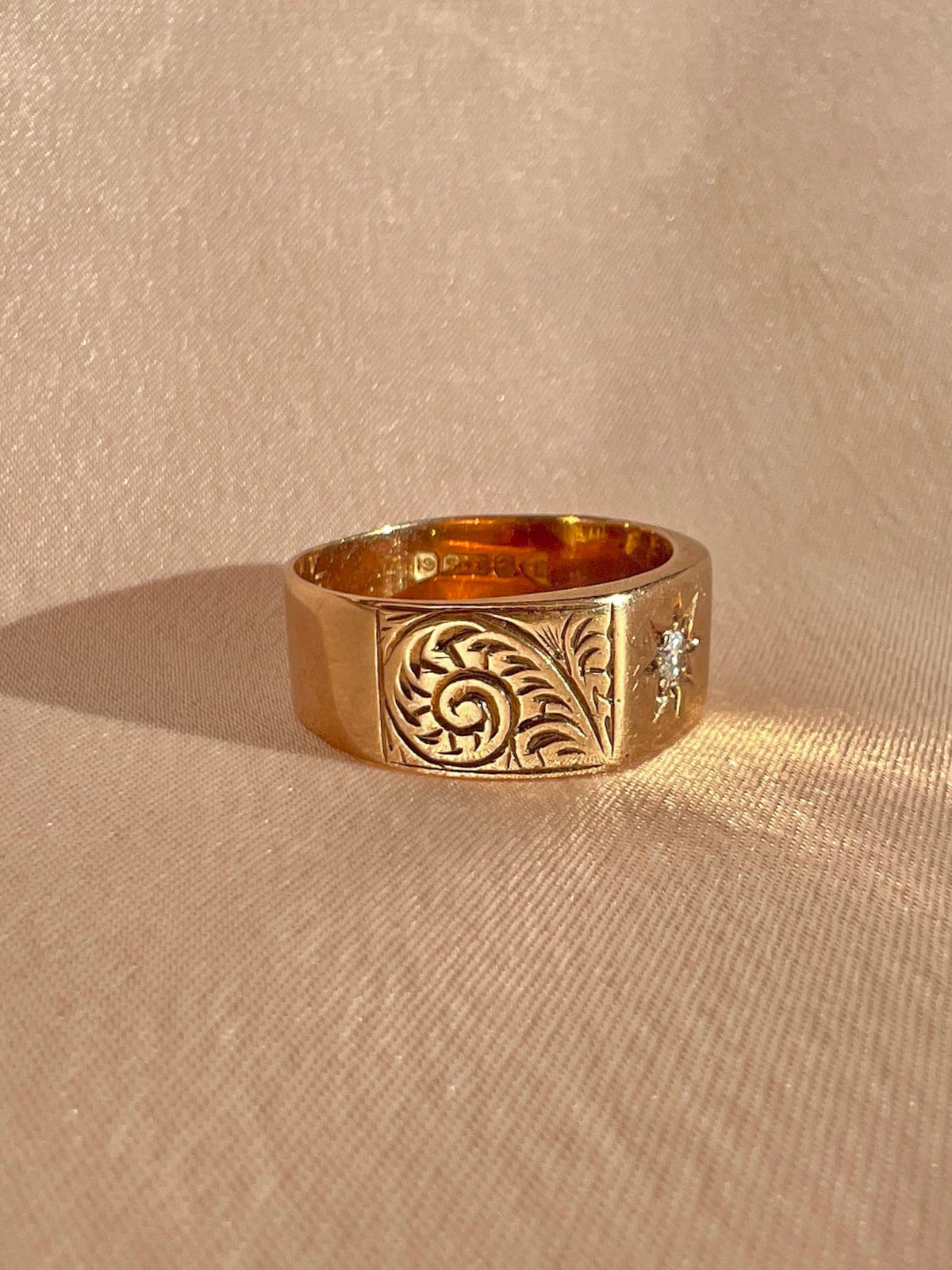 Antique Diamond Solitaire Starburst Filigree Ring 1916