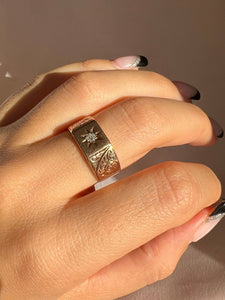 Antique Diamond Solitaire Starburst Filigree Ring 1916
