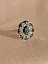 Load image into Gallery viewer, Antique Sapphire Diamond French Starburst Deco Ring
