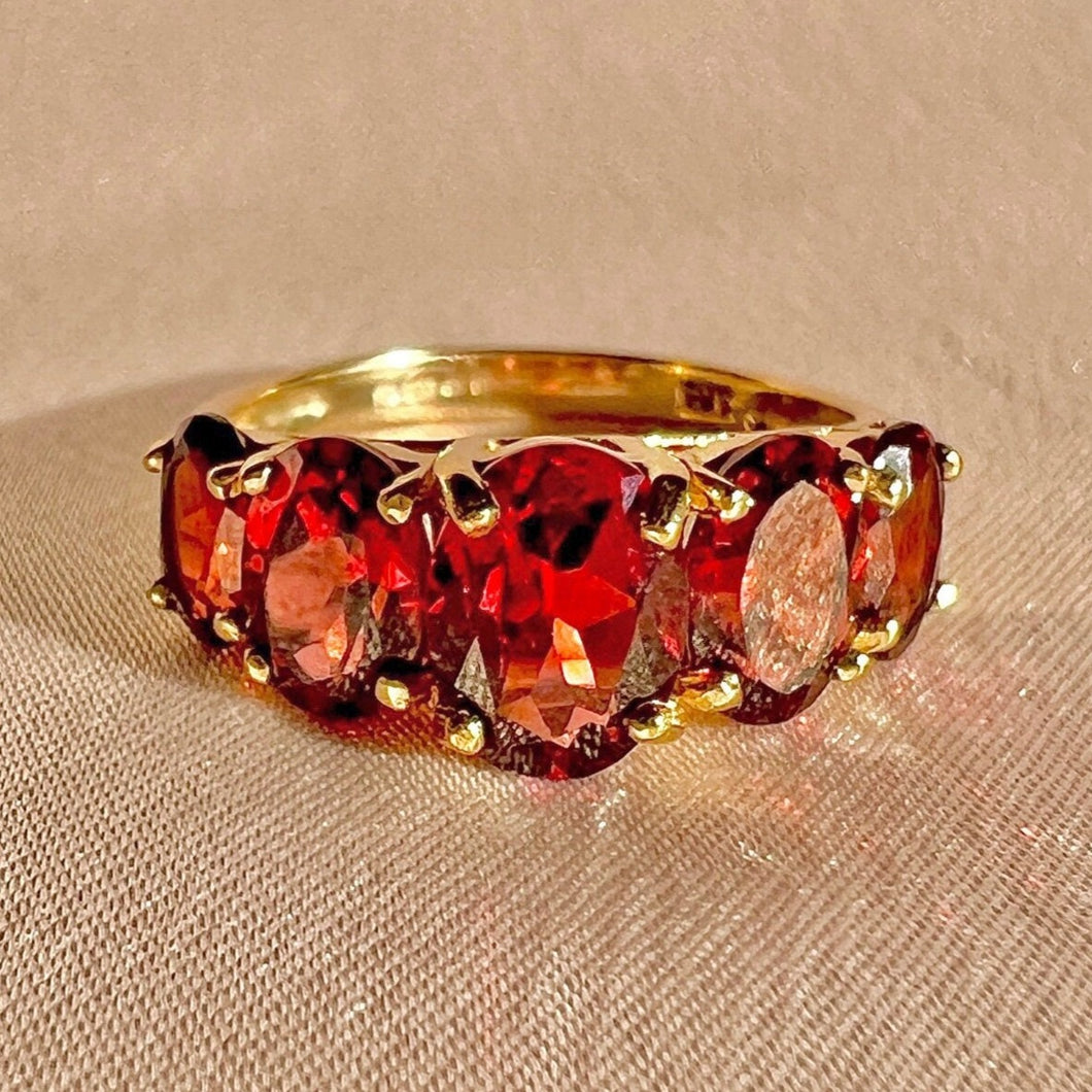 Vintage Five Garnet Tier Ring