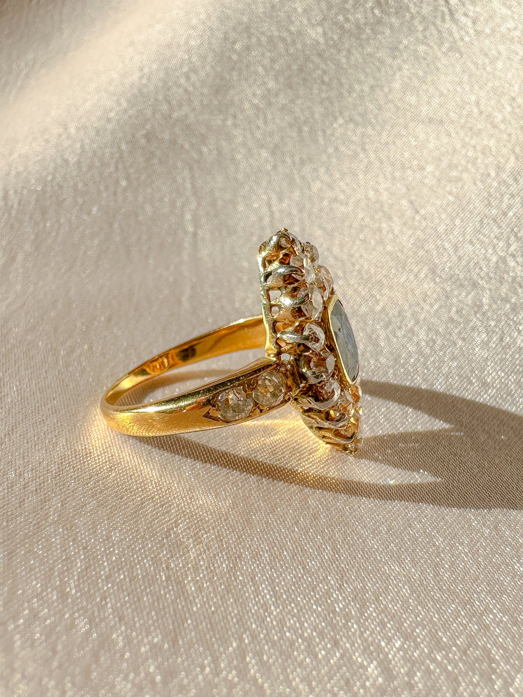 Antique Sapphire Diamond Old Cut Marquise Ring