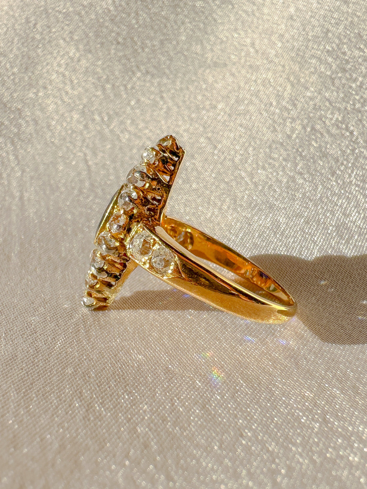 Antique Sapphire Diamond Old Cut Marquise Ring