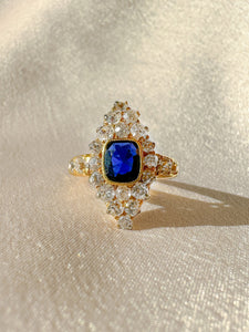 Antique Sapphire Diamond Old Cut Marquise Ring