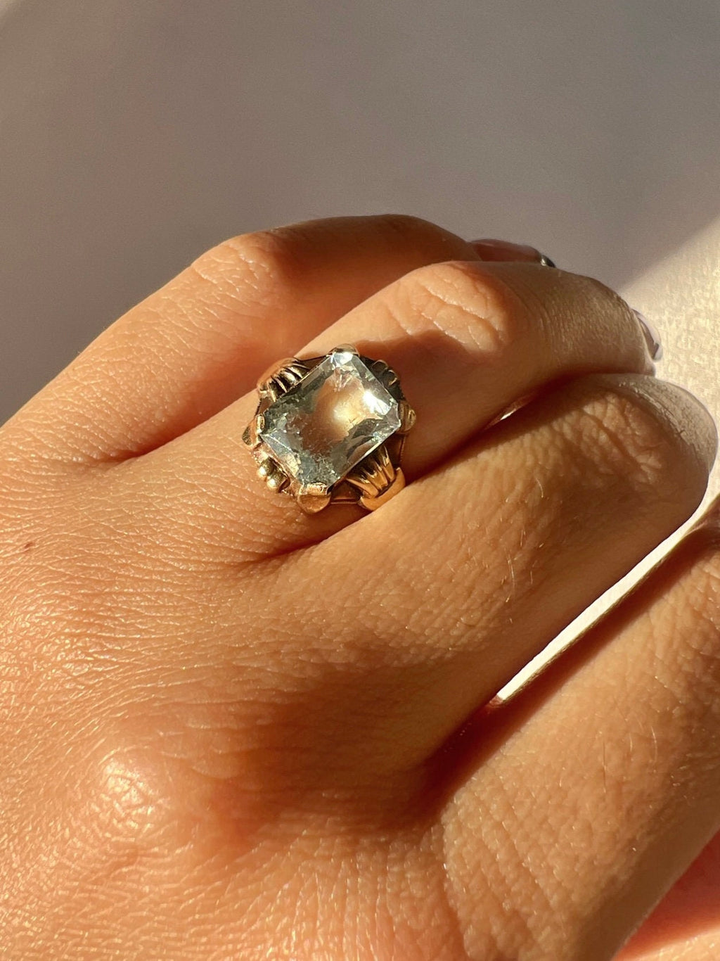 Antique Aquamarine Ornate Ring