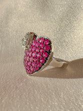 Load image into Gallery viewer, Vintage Pink Sapphire Diamond Heart Cocktail Ring
