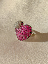 Load image into Gallery viewer, Vintage Pink Sapphire Diamond Heart Cocktail Ring
