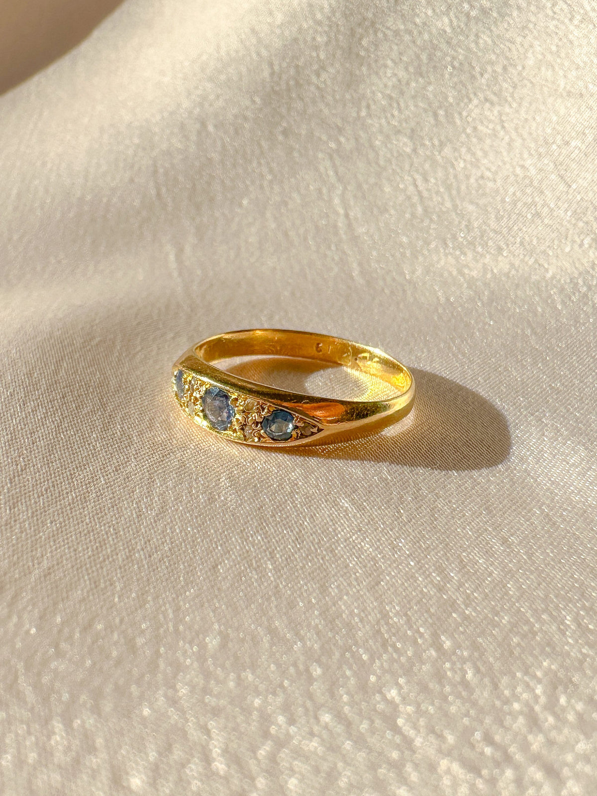 Antique Sapphire Diamond Boat Ring