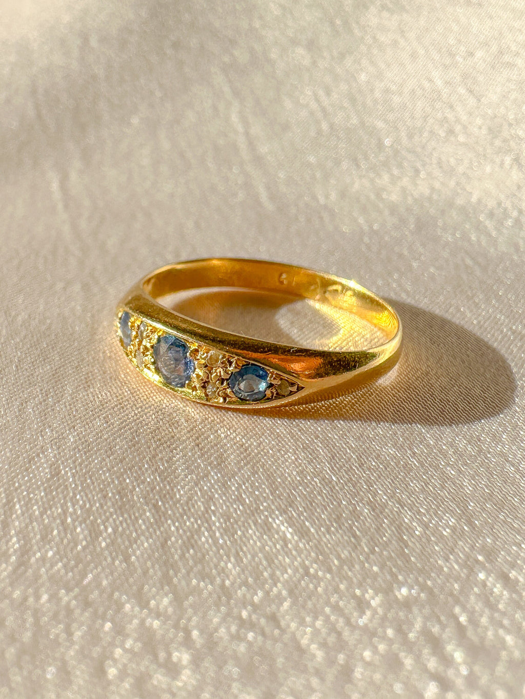 Antique Sapphire Diamond Boat Ring