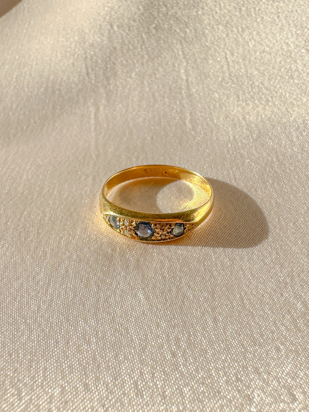 Antique Sapphire Diamond Boat Ring