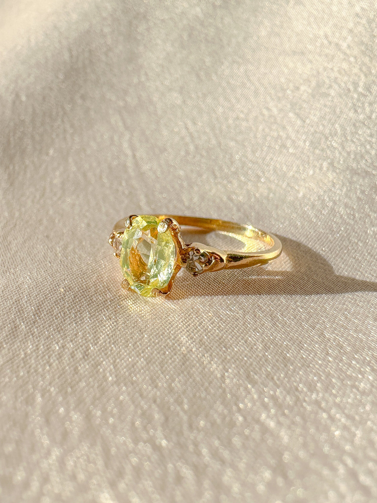 Vintage Peridot Diamond Oval Ring
