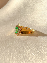 Load image into Gallery viewer, Vintage Emerald Diamond Navette Halo Ring
