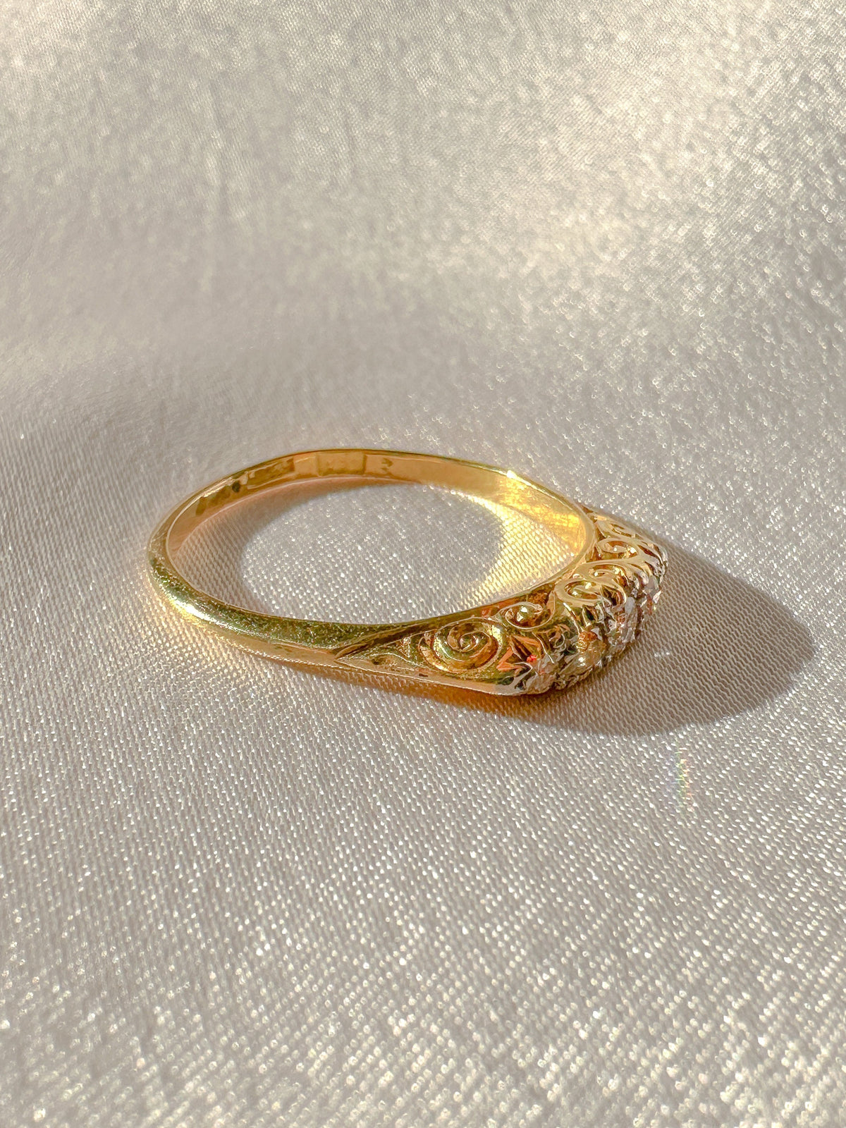 Antique Diamond Filigree Boat Ring