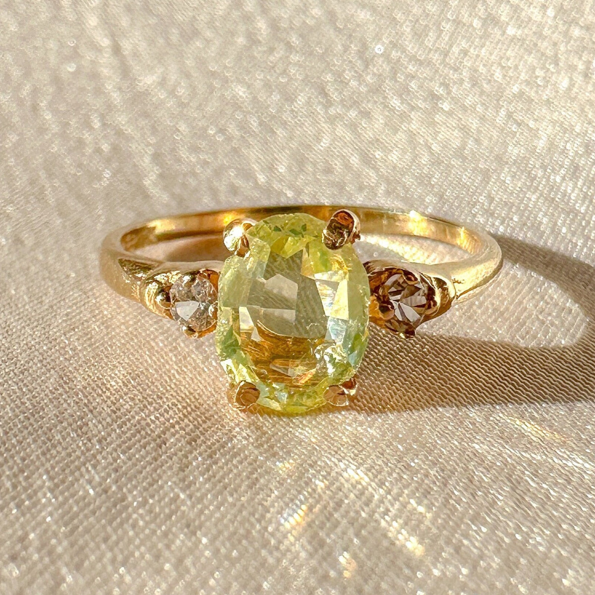 Vintage Peridot Diamond Oval Ring