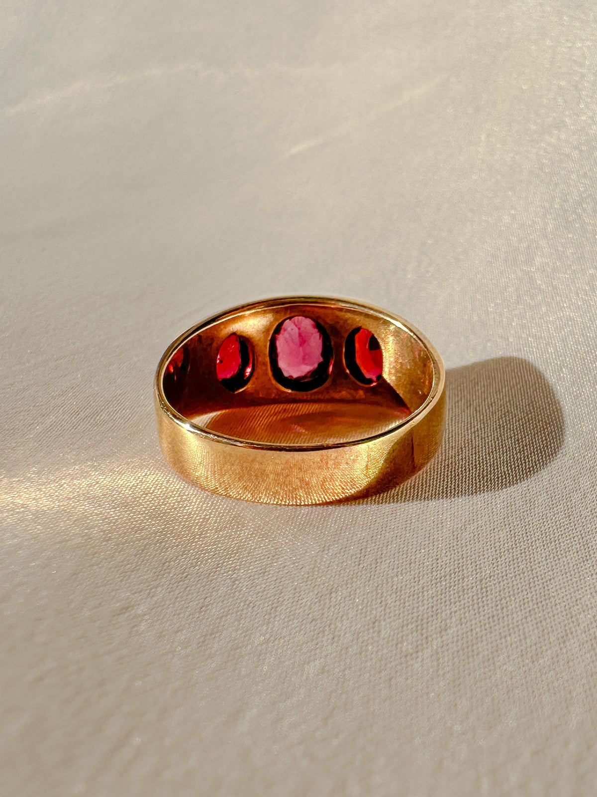 Antique Rhodolite Garnet Boat Ring