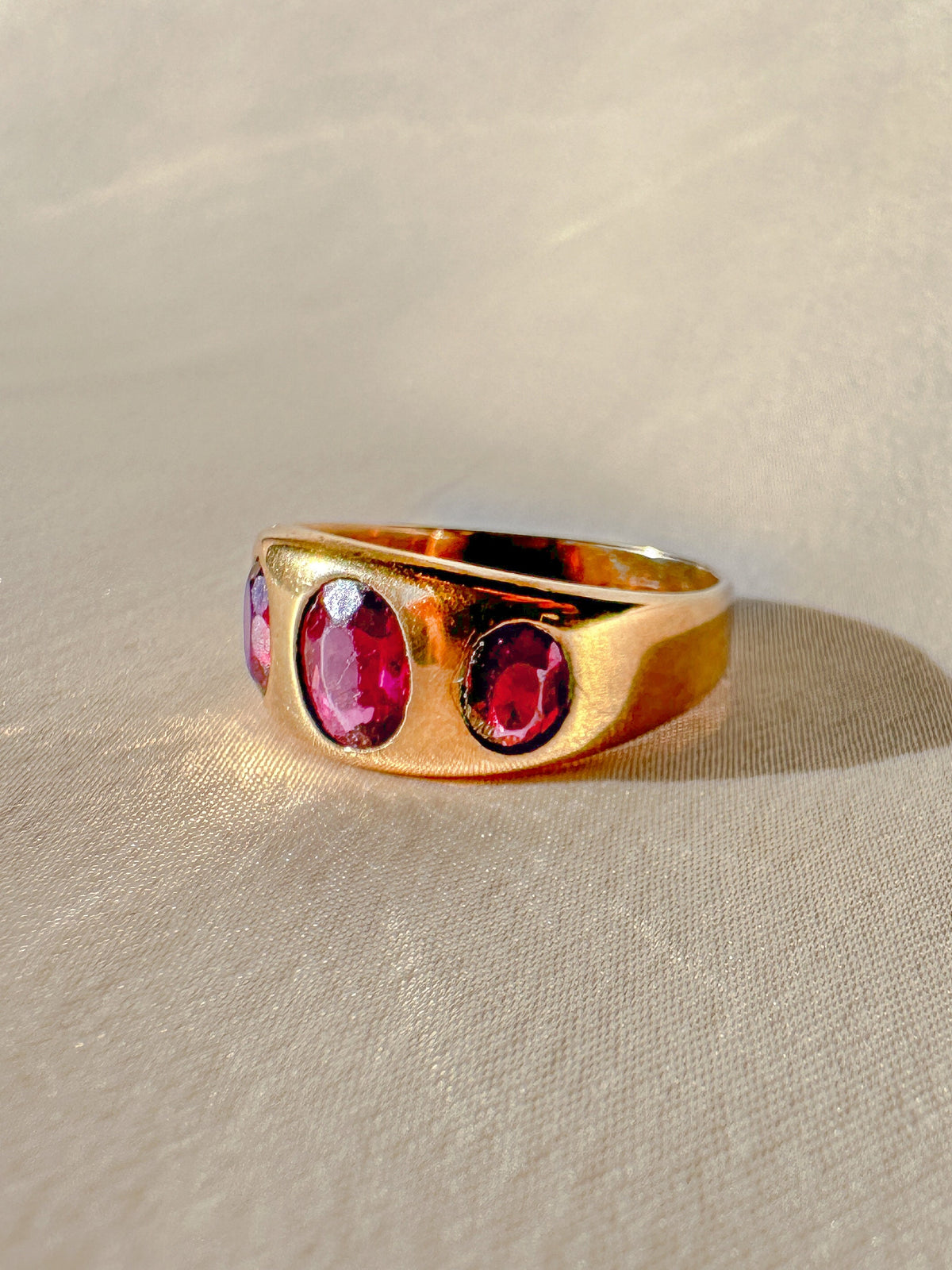 Antique Rhodolite Garnet Boat Ring