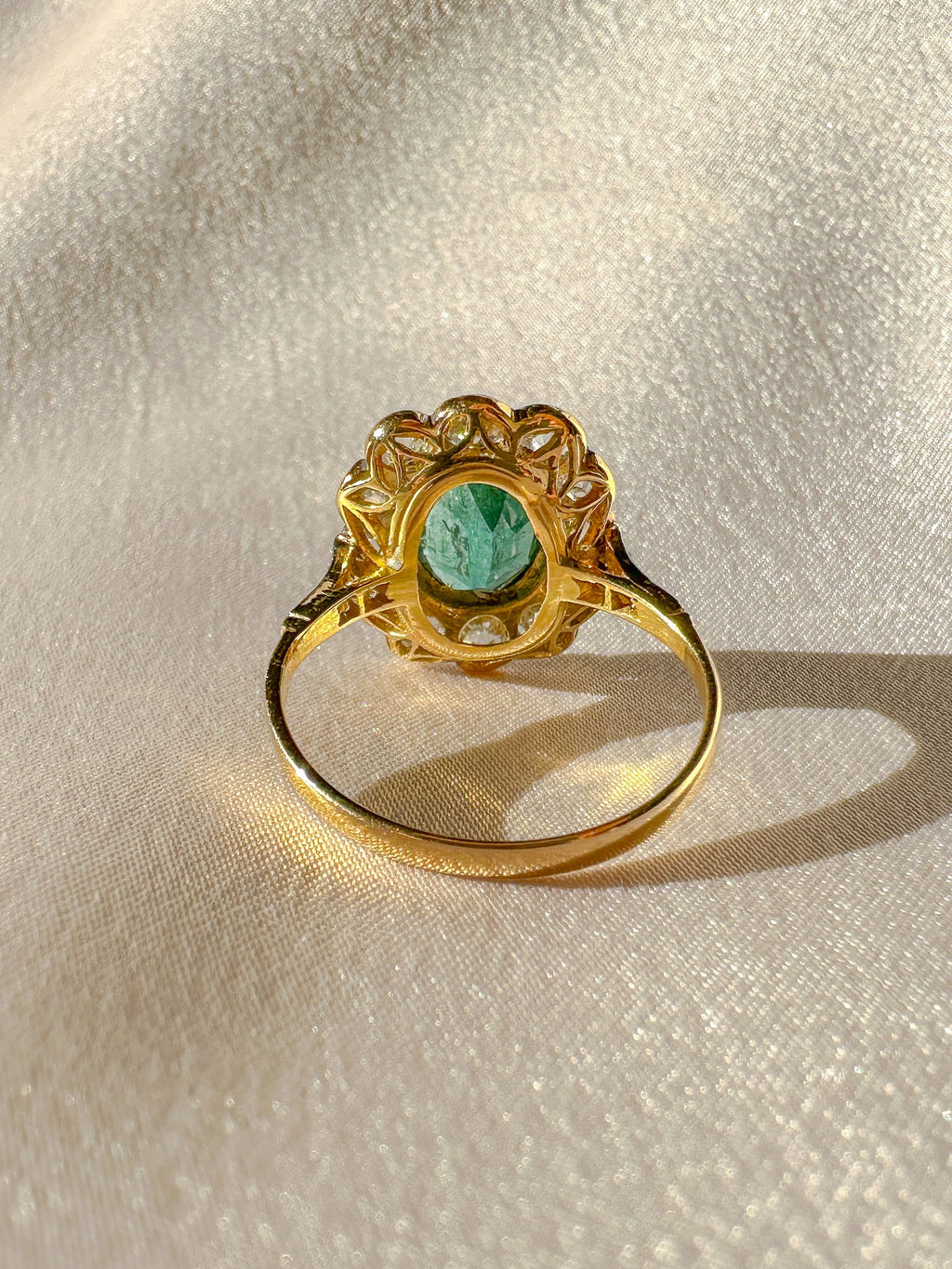 Antique Emerald Diamond Old Mine Ring 2.95 CTW