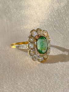Antique Emerald Diamond Old Mine Ring 2.95 CTW