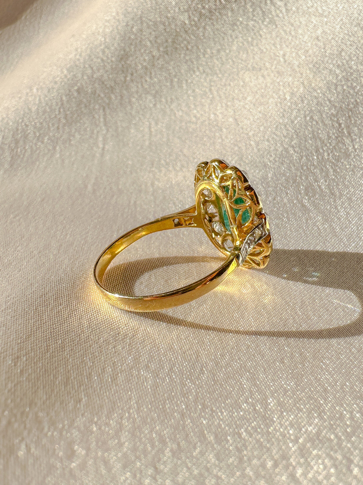 Antique Emerald Diamond Old Mine Ring 2.95 CTW
