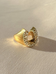 Vintage Diamond Brushed Horseshoe Ring