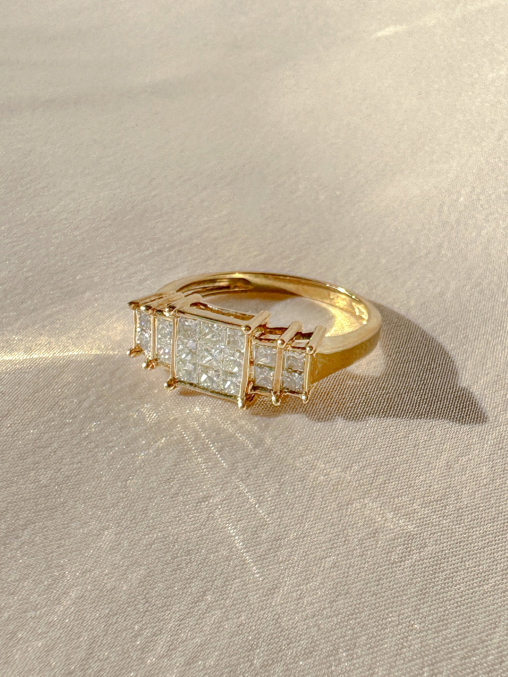 Vintage Princess Diamond Half Eternity Ring 1988 1.36 CTW