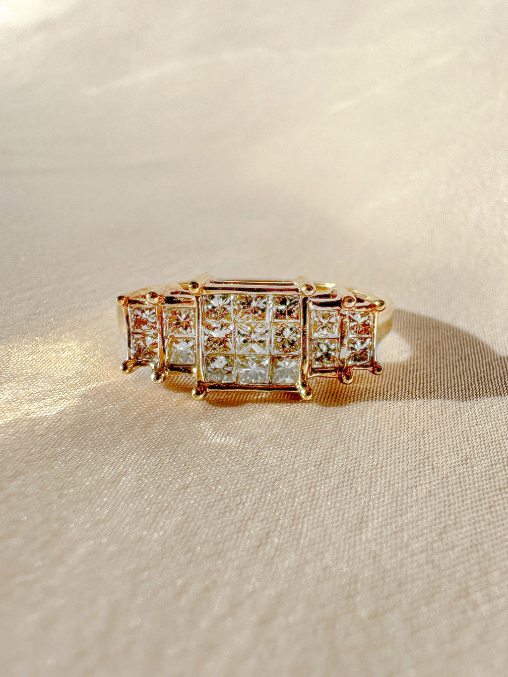 Vintage Princess Diamond Half Eternity Ring 1988 1.36 CTW