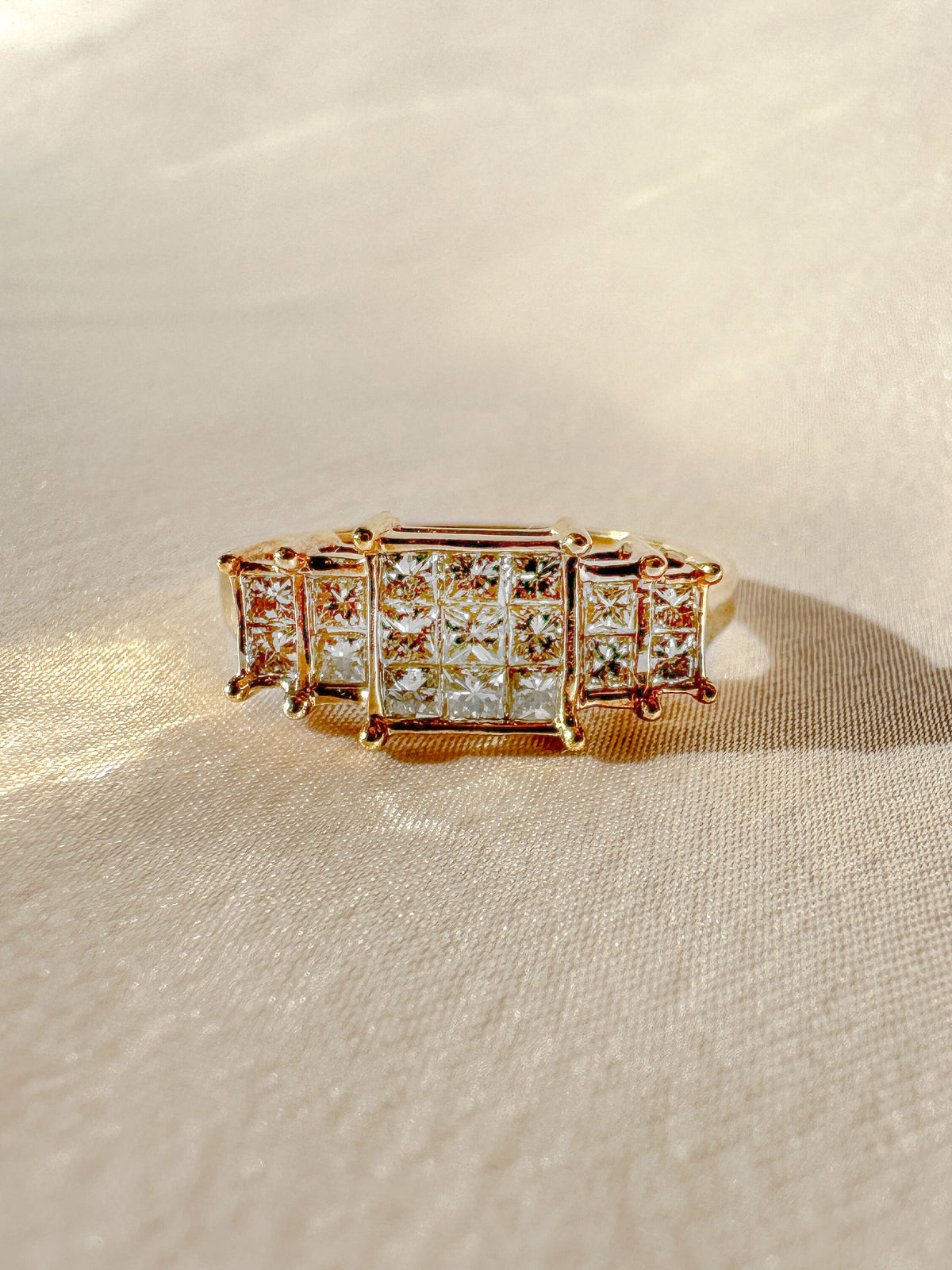 Vintage Princess Diamond Half Eternity Ring 1988 1.36 CTW