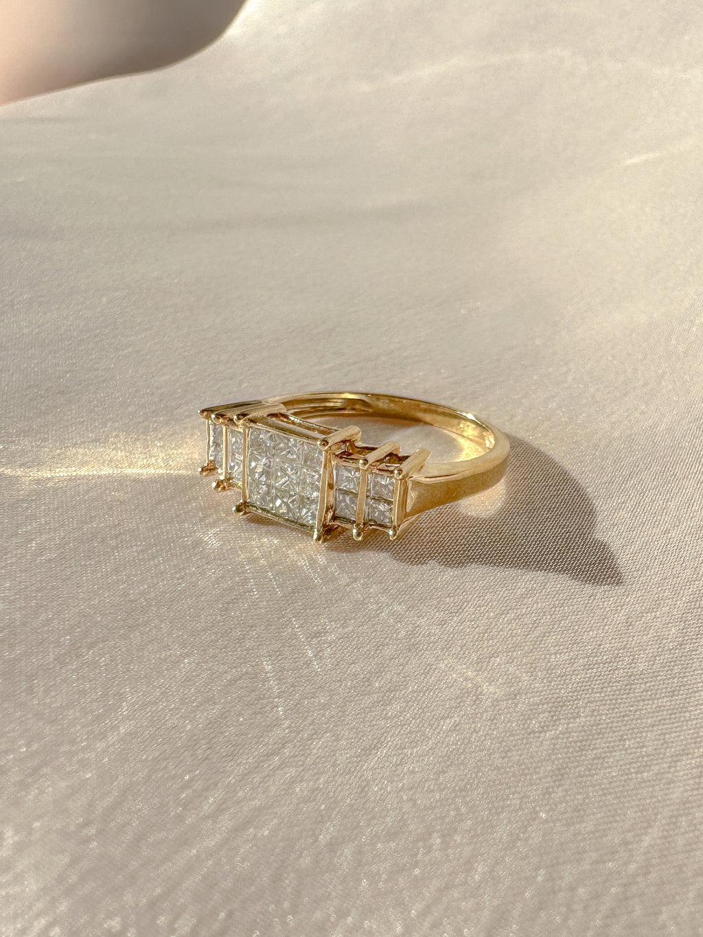 Vintage Princess Diamond Half Eternity Ring 1988 1.36 CTW