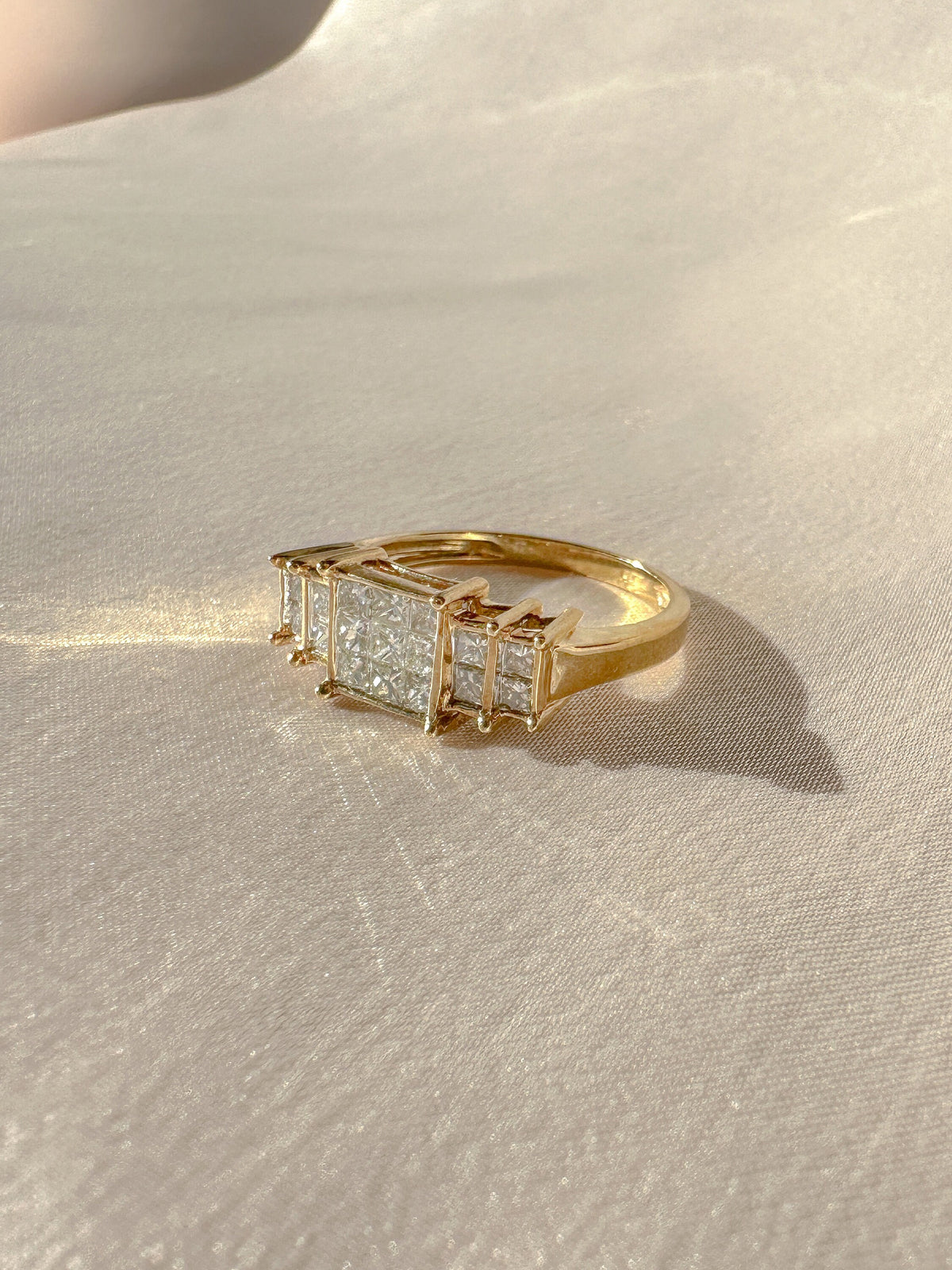 Vintage Princess Diamond Half Eternity Ring 1988 1.36 CTW