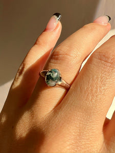 Antique Moss Agate Cabochon Ring