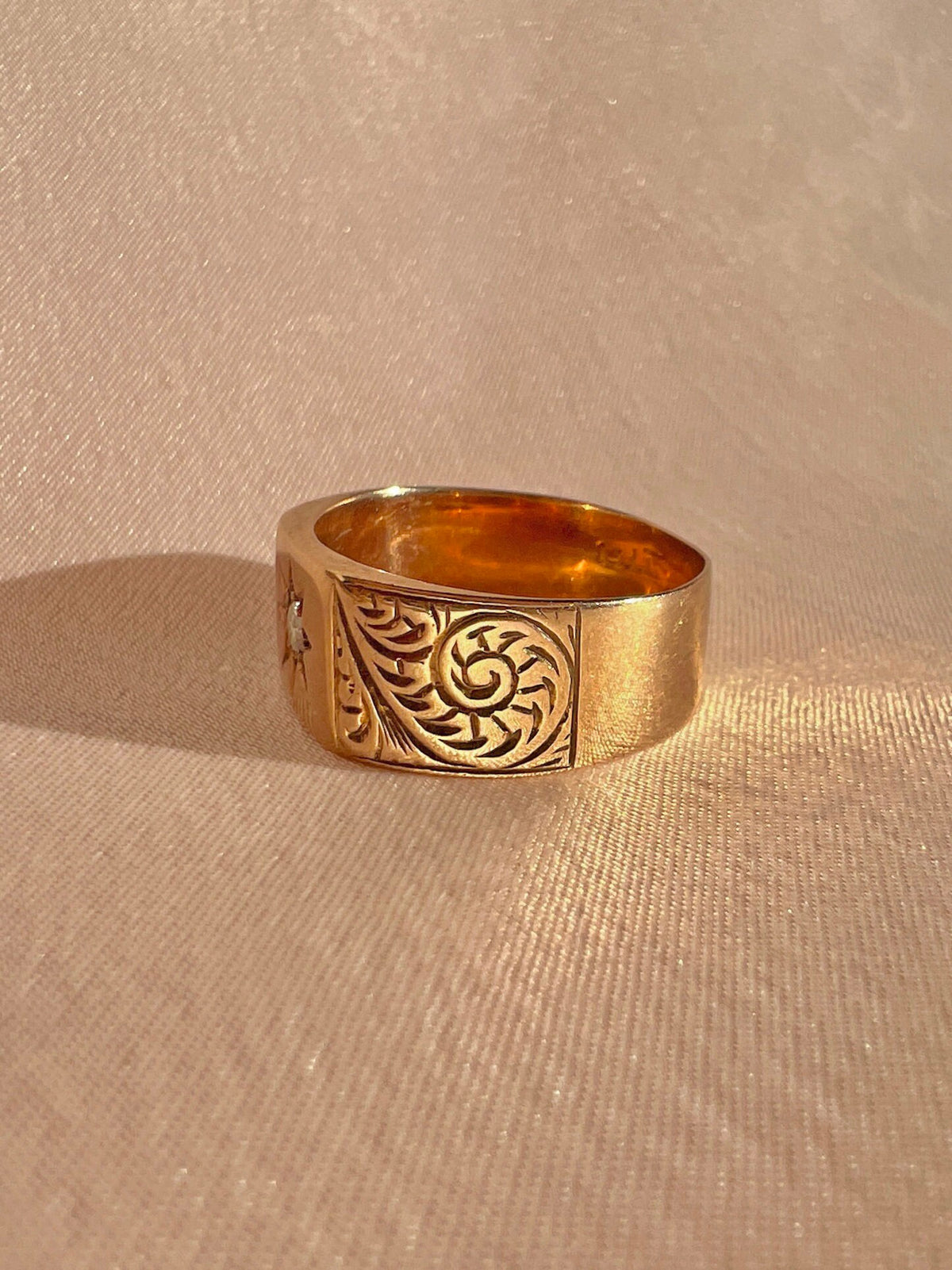 Antique Diamond Solitaire Starburst Filigree Ring 1916