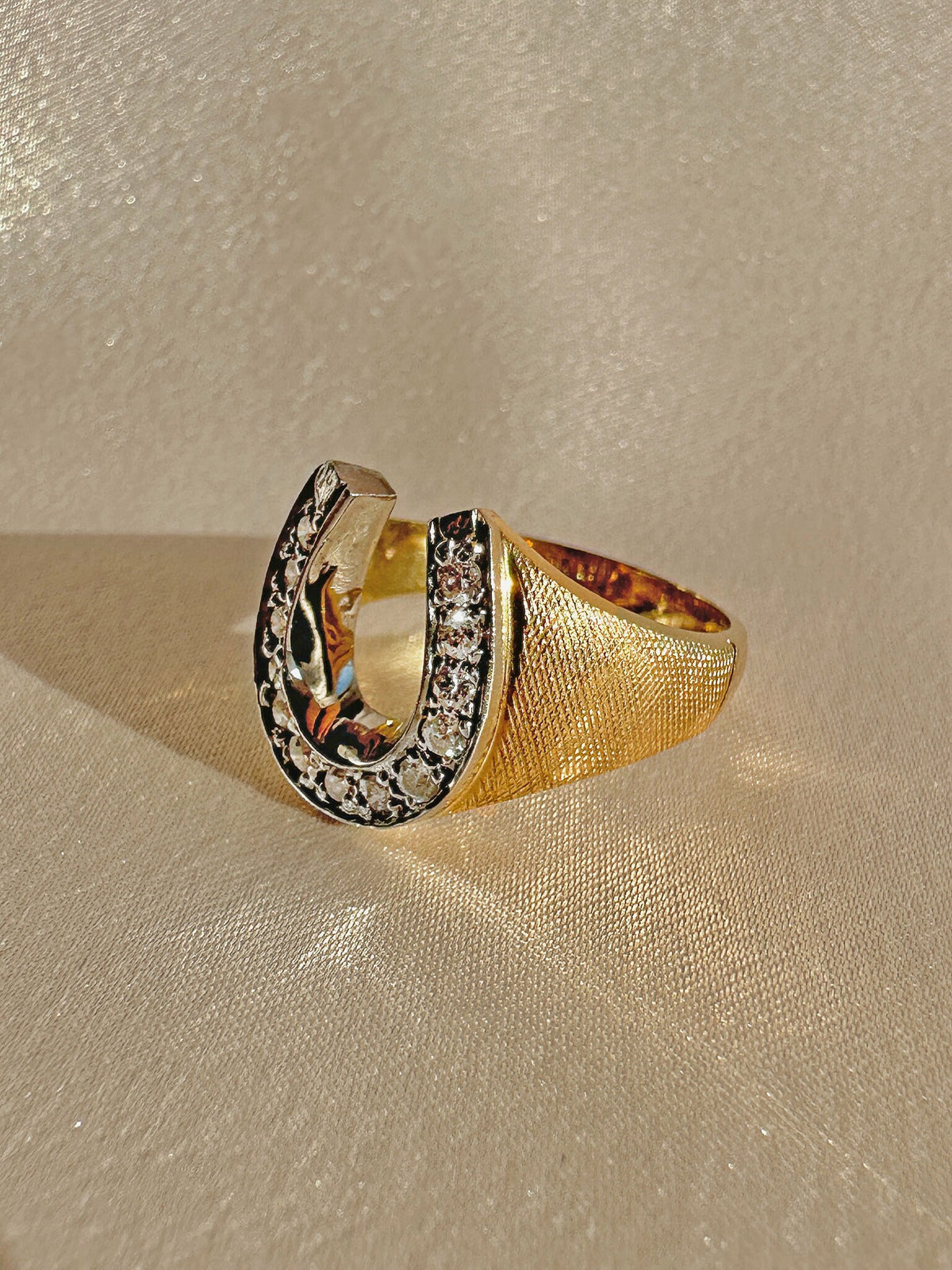 Vintage Diamond Satin Horseshoe Ring