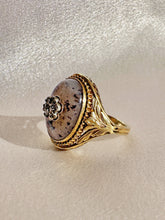 Load image into Gallery viewer, Antique Diamond Moss Agate Flower Cabochon Ring

