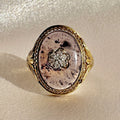 Antique Diamond Moss Agate Flower Cabochon Ring