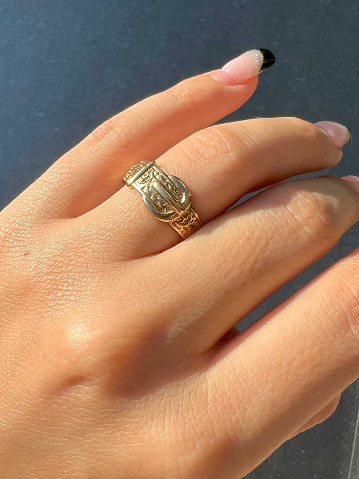 Vintage Belt Buckle Filigree Ring