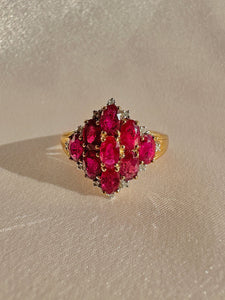 Vintage Ruby Diamond Oval Marquise Ring