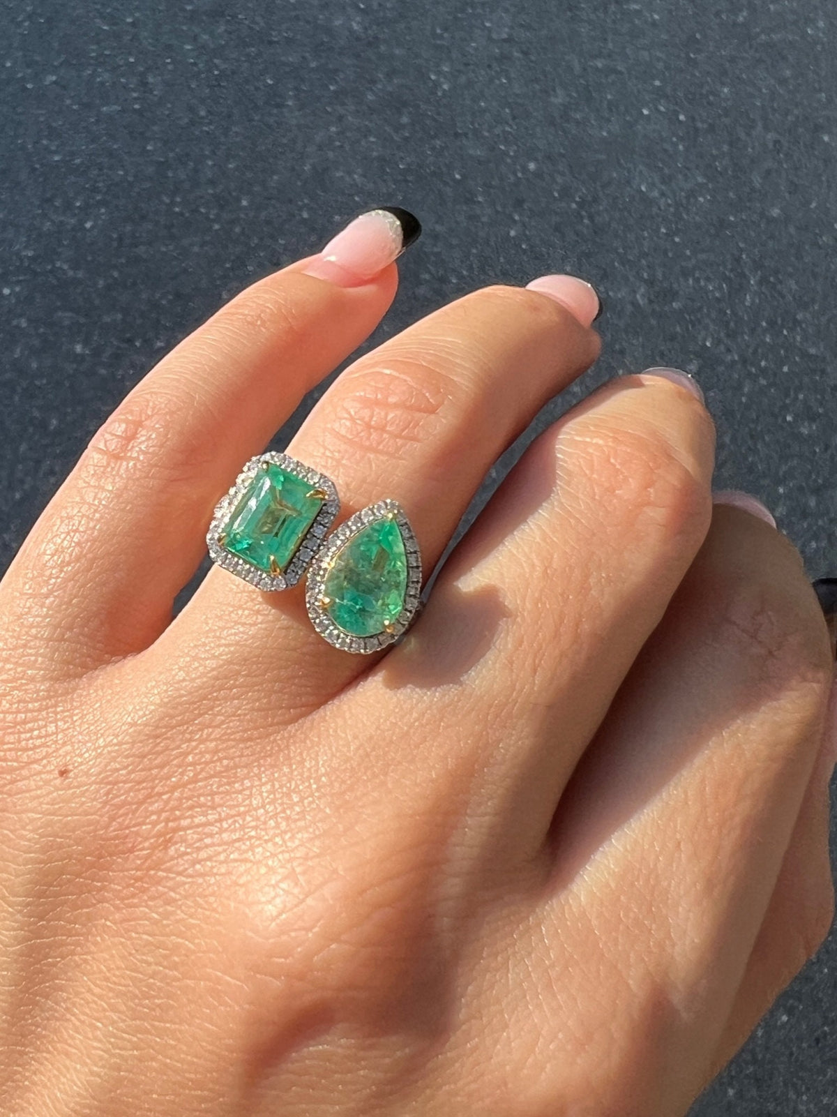 Emerald Diamond Toi et Moi Ring 3.50cts