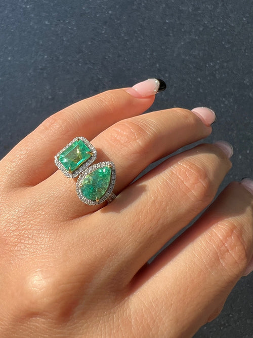 Emerald Diamond Toi et Moi Ring 3.50cts
