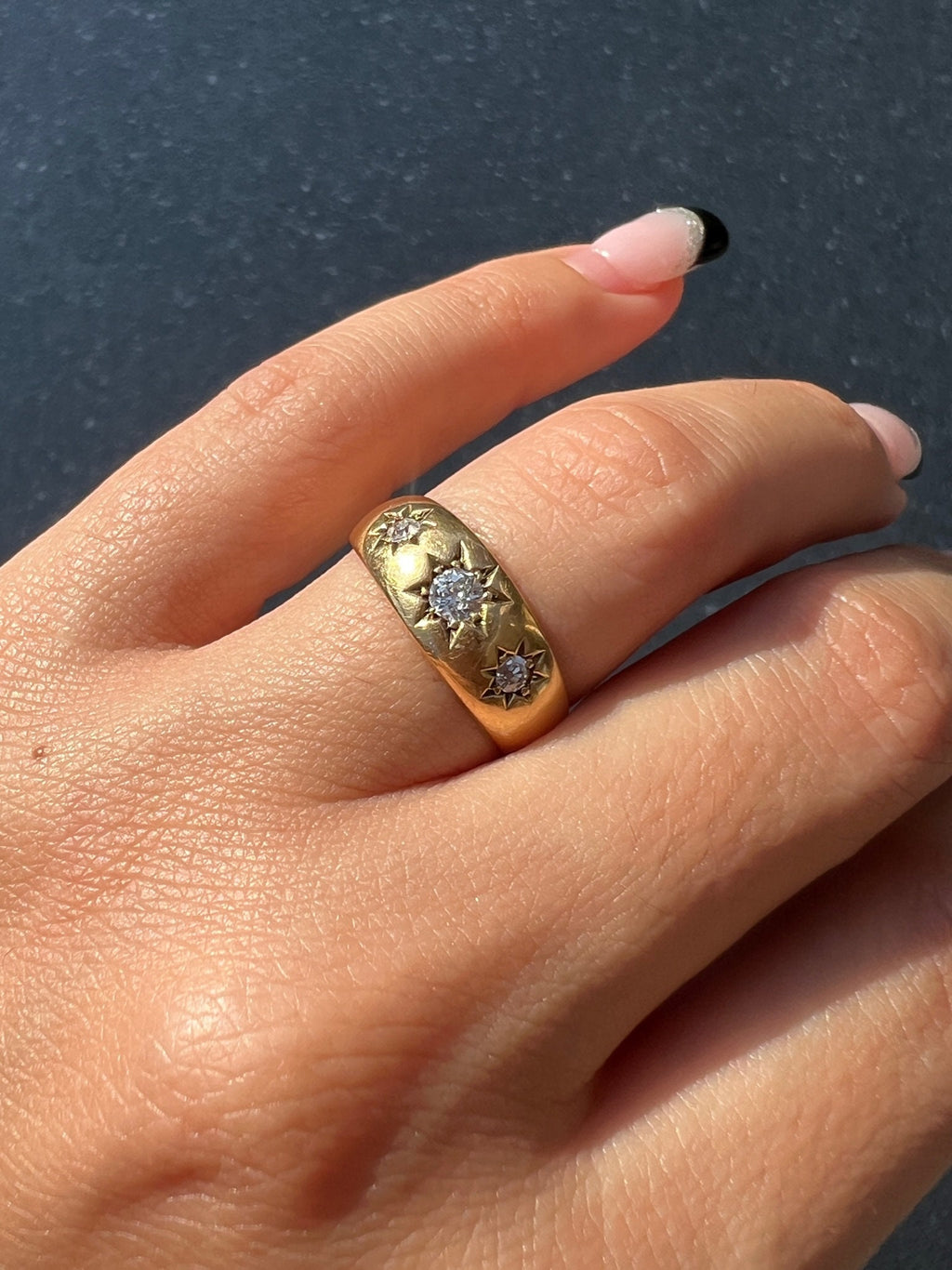 Antique 18k Diamond Euro Starburst Trilogy 1899