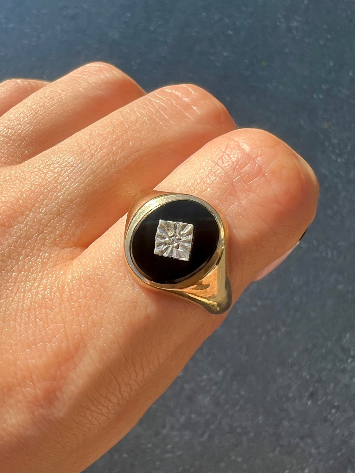 Vintage Onyx Diamond Oval Signet 1967