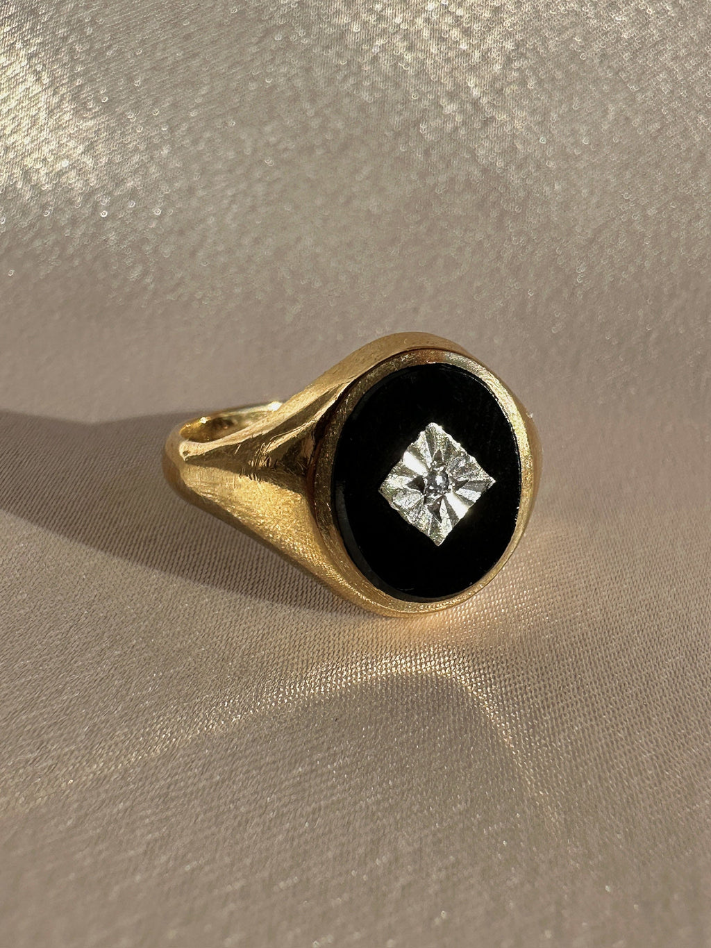 Vintage Onyx Diamond Oval Signet 1967