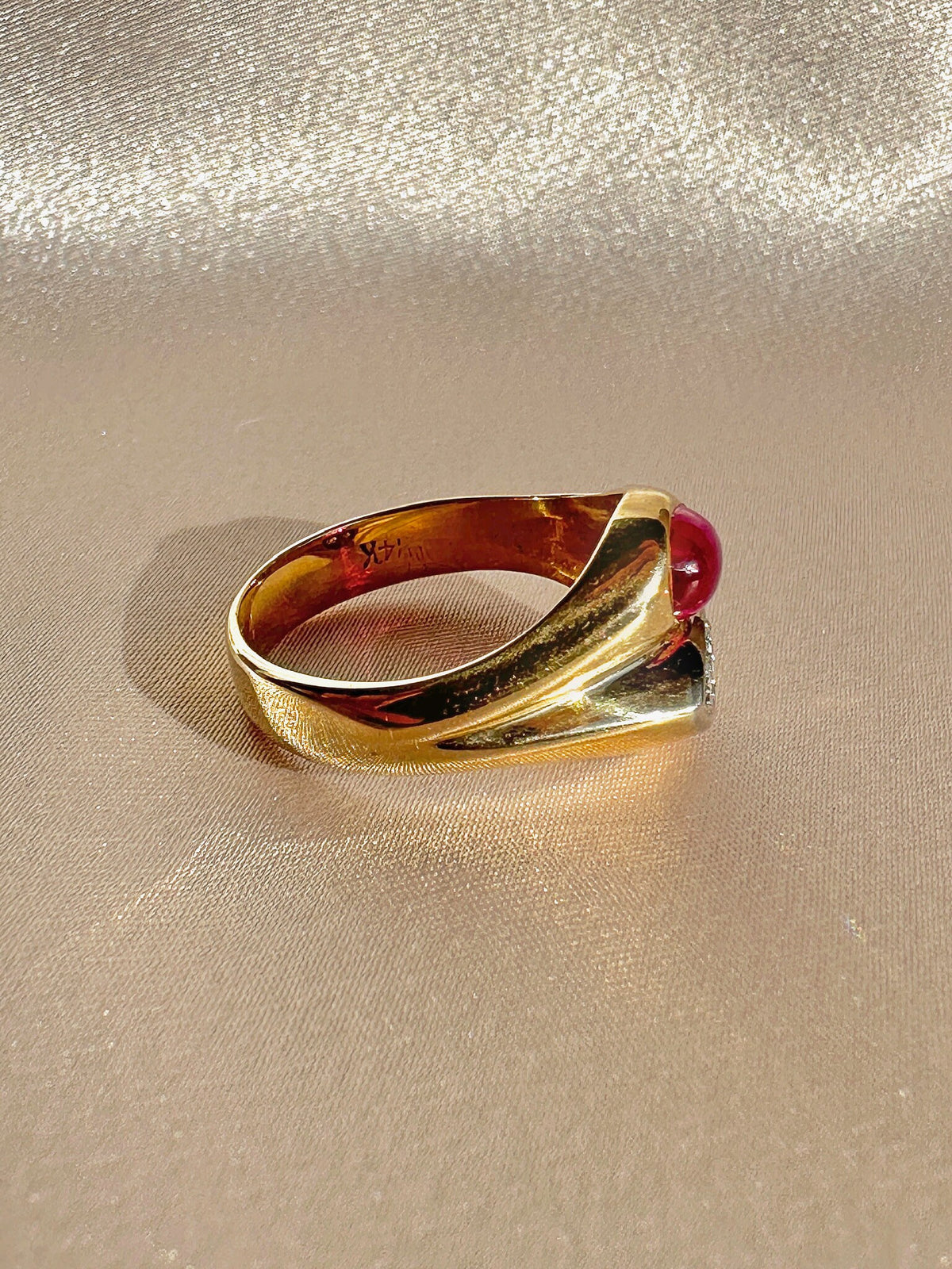 Vintage Ruby Diamond Double Soprano Ring