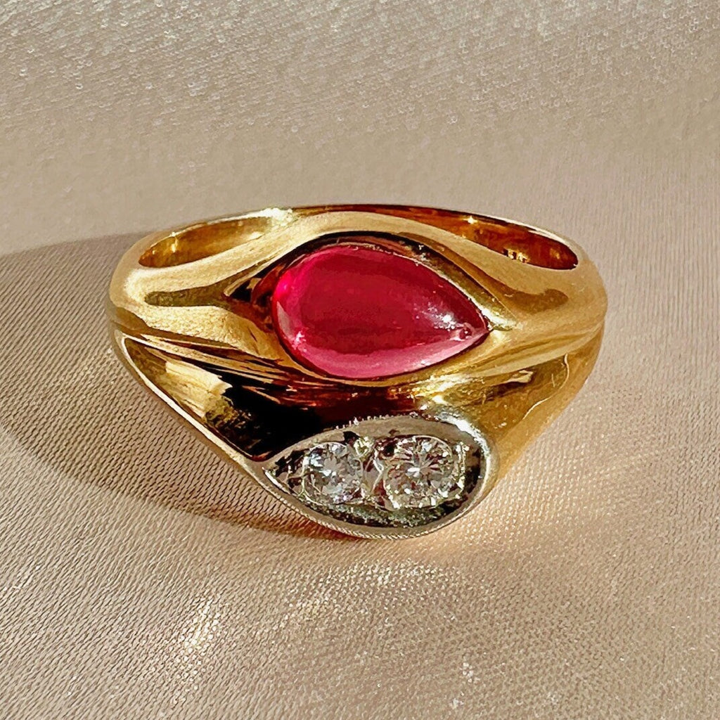 Vintage Ruby Diamond Double Soprano Ring