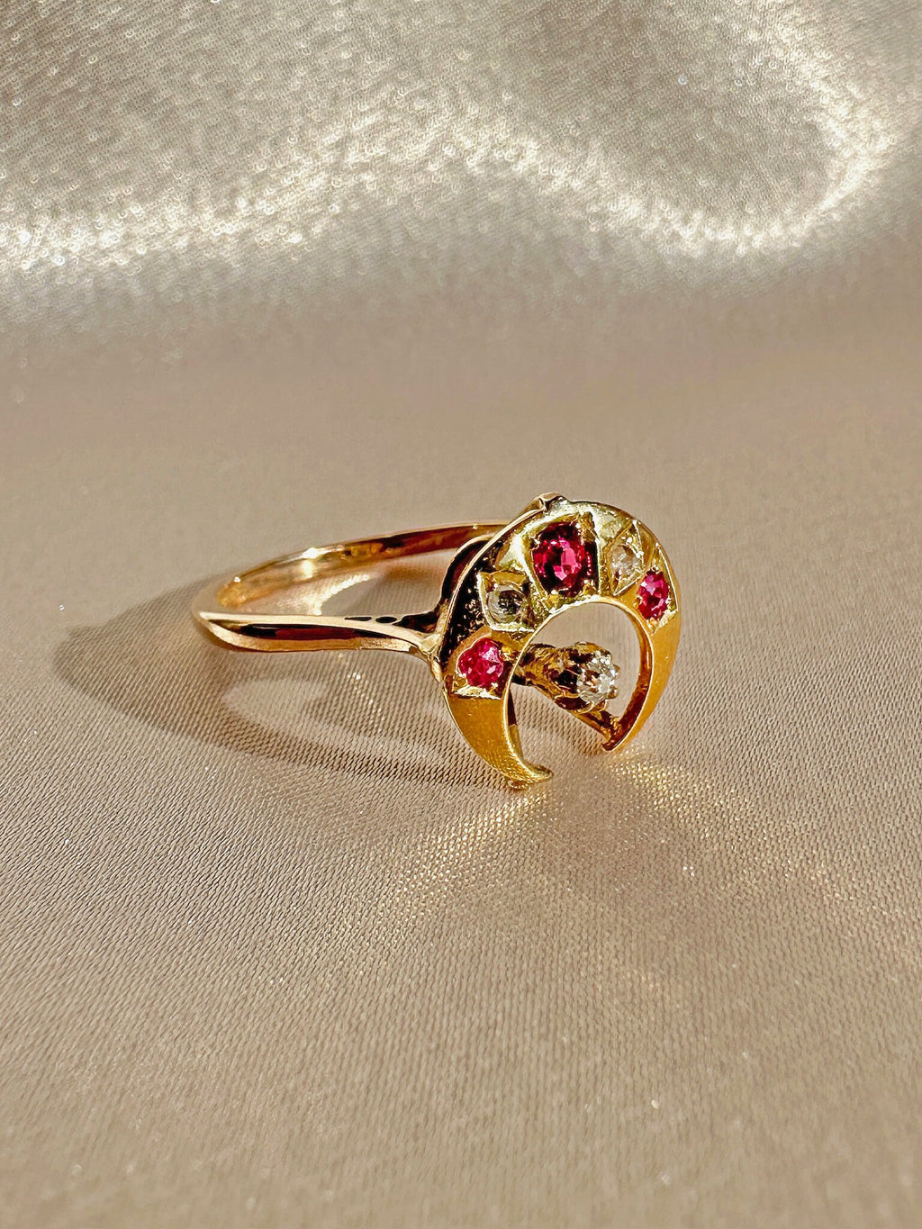 Vintage Ruby Diamond Moon Star Ring 1977