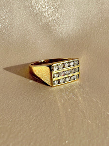 Vintage Diamond Pave Row Signet Ring