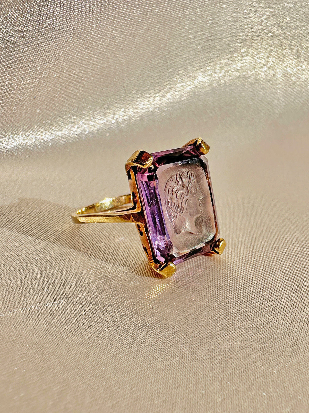 Antique Amethyst Intaglio Dress Ring