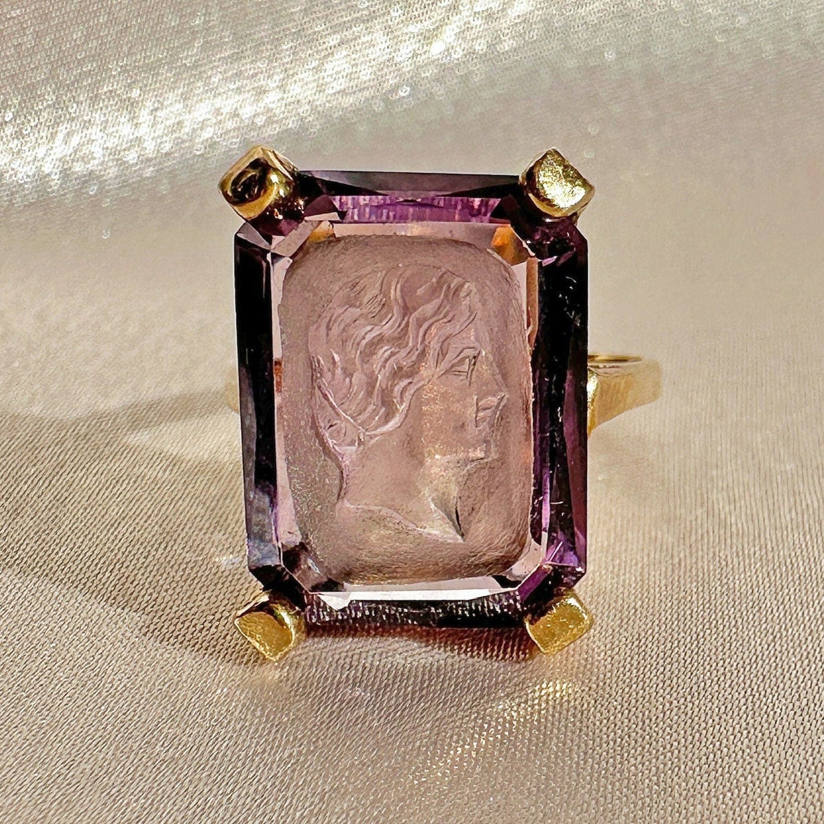 Antique Amethyst Intaglio Dress Ring