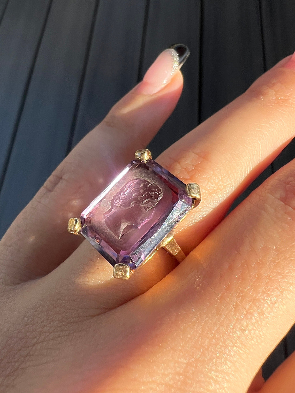 Antique Amethyst Intaglio Dress Ring