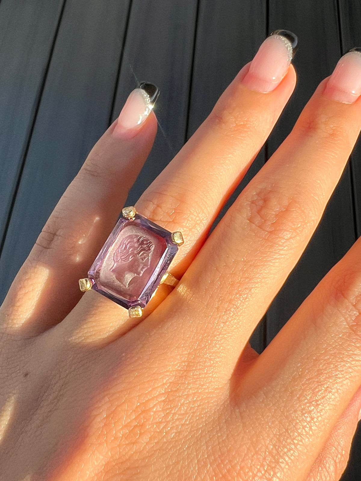 Antique Amethyst Intaglio Dress Ring