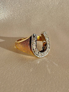 Vintage Diamond Satin Horseshoe Ring